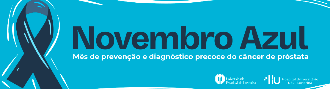 Banner sobre o Novembro Azul. Mês de prevenção e diagnóstico precoce do câncer de próstata.